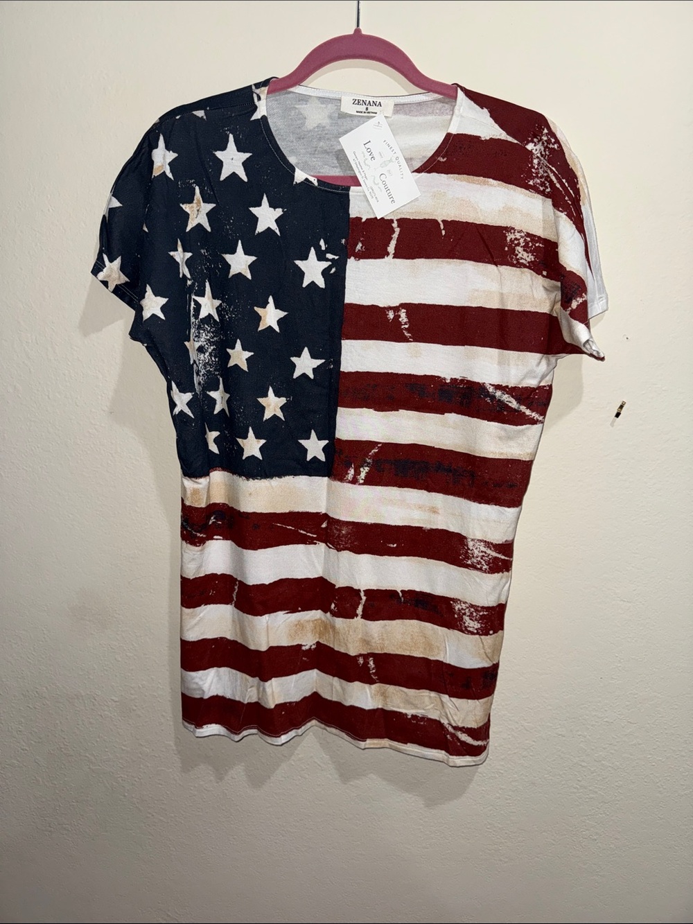 Zenana Outfitters Navy, White & Red Star Striped Tee